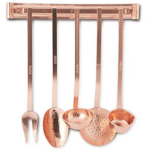 Set Mestoli in Rame finitura martellata 6 pezzi con appendino da parete in rame