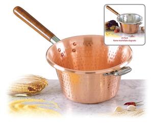 Paiolo con manico in legno � 28 cm realizzato in rame massiccio liscio.rame interno esterno Linea Traditional