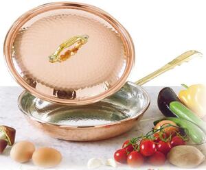 Padella con 1 manico diametro 20 cm - h5 cm - 1.35 lt in rame Martellato Stagnato linea Luxury Line