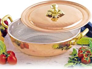 Tegame Alto rotondo con Coperchio diametro cm 20 , Capacit� 1.6 Lt in rame massiccio 5 mm linea Michaels Range