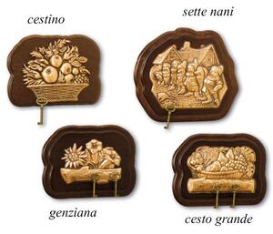 Portachiavi in Rame con base in legno GENZIANA