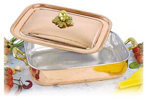 Rostiera Rettangolare con Coperchio 32x24xh 6,5 cm 4,20 LT in rame massiccio 5 mm linea Michaels Range
