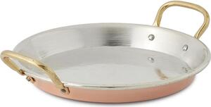 Paella 2 manici � 30xh4,0 cm- Lt 4,0 realizzato in rame massiccio liscio stagnato a mano LineaTraditional