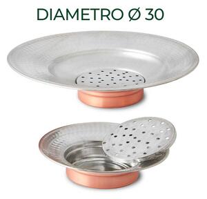 Colafritto in rame con raccoglitore per scolare olio e grasso dai cibi fritti 30 xh6 cm - realizzata in RAME MARTELLATO a mano in italia