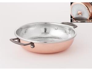 Tegame in rame ad Induzione con due manici � 20 cm realizzata in rame massiccio martellato
