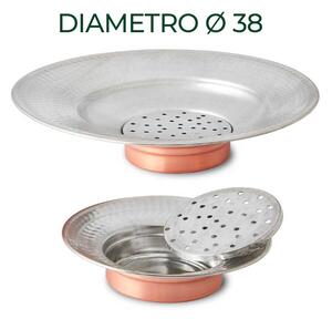 Colafritto in rame con raccoglitore per scolare olio e grasso dai cibi fritti 38 xh6 cm - realizzata in RAME MARTELLATO a mano in italia