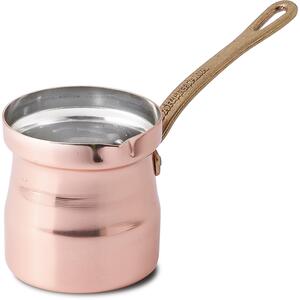 Caffettiera Turca un manico in rame lucido � 8,0xh 8,0 cm lt. 0,40 cm linea Home Line realizzata in rame liscio stagnato a mano