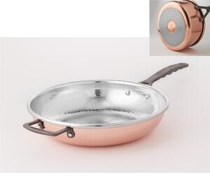 Padella in rame ad Induzione con 1 manico Lungo � 20 cm realizzata in rame massiccio martellato