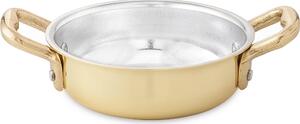 Tegame a due manici in Ottone Linea Pepite D'oro Mignon diametro 8xh3 cm - lt 0,14 realizzata in Ottone massiccio liscio e lucido