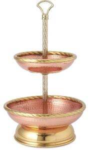Alzata Portafrutta � 34xh55 cm ad un 2 livelli in rame massiccio e ottone