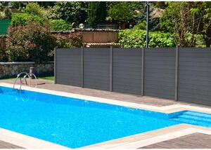 SET Pannello RECINZIONE CORINTO in WPC Grigio Effetto Legno Altezza cm. 185 Larghezza Pannello cm. 180 Installazione su Cemento 1 PANNELLO