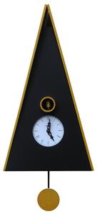 Orologio cuc� NORIMBERGA cassa in betulla tinto nero e tetto Giallo 26x15xh47 cm