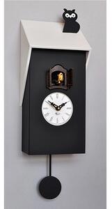 Orologio con cuc� VICENZA Civetta Nero17x12xh37 cm cassa e tetto in MDF Laccato naturale tetto bianco