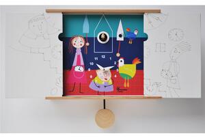 Orologio con Cuc� da parete IL CUCU' DEL RE GALLO 30-50x12xh22 cm cassa in MDF laccato , richiudibile colore Made In Italy