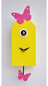 Orologio con Cuc� da parete Farfalline 26x10xh12 cm cassa in MDF laccato , farfalline in metallo posizionabili con magnete Colore