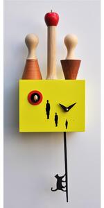 Orologio con cuc� con Pendolo PIAZZA ITALIA Dimensioni 21,5x10xh 43 cm Cassa in MDF laccato e betulla GIALLO