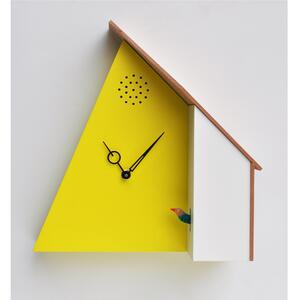 Orologio con cuc� QQ_HOUSE 78 Dimensioni 27x11xh 29 cm cassa e tetto in MDF Laccato naturale giallo RAL 10116