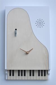 Orologio con cuc� e Pianoforte da parete QQ_PIANOFORTE CODA Dimensioni 36x8x h 21cm con particolari in legno massello colore bianco