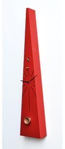 Orologio Cuc� da parete o appoggio QQ Tall 17,5x12xh90 cm cassa in MDF laccato , Tromba acustica in faggio Uccellino in legno intagliato a mano rosso