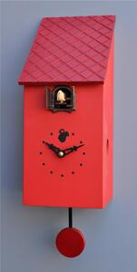 Orologio con cuc� Portofino 13x12xh30 cassa in MDF laccata rosso Tetto marrone