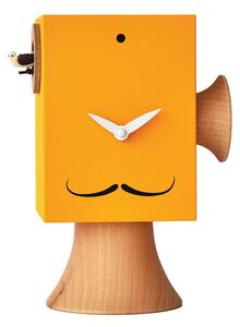 Orologio con cuc� Da appoggio Dali 15x11xh24 cm con particolari in legno massello tornito, colore giallo