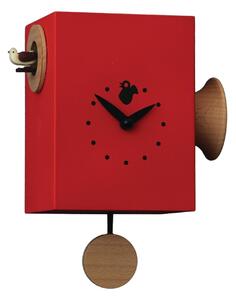 Orologio Cuc� da parete Trombettino 15x11xh16 cm cassa in MDF rossoTromba in legno massello tornito