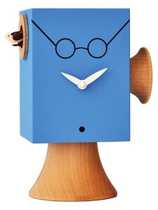 Orologio con cuc� Da appoggio J.Lennon 15x11xh24 cm con particolari in legno massello tornito, colore blu chiaro