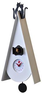 Orologio con cuc� da parete Gattini 25x11xh55 cassa in MDF laccato bianco
