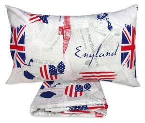 COPRIPIUMINO BANDIERA INGLESE e AMERICANA apple and Sherlock Holmes SINGOLO 1 PIAZZA CM. 155X200