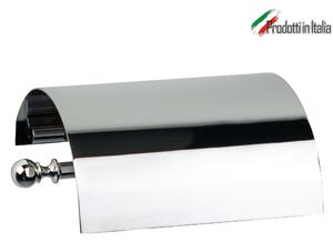 Portarotolo di carta igienica Con coperchio British inox 16x13xh6,00 cm Stile Inglese Classico primo Novecento finitura inox lucido