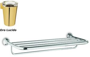 Ripiano Porta salviette per bagno, doccia 65,50x28,50xh11,40 cm finitura Oro Lucido Completo di Stop di Fissaggio