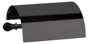 Portarotolo di carta igienica con coperchio Linea MADRAS ORIENTE h6X13X16 cm Cromo Nero e Swarowski Nero design Made In Italy