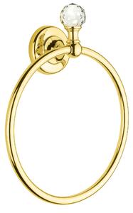 Porta Salviette ad Anello Linea MADRAS ORIENTE 19,5x6xh21.50 cm Oro lucido e Swarovski trasparente cristallino