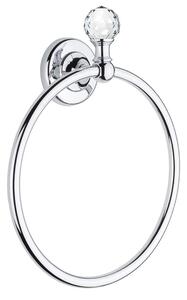 Porta Salviette ad Anello Linea MADRAS ORIENTE dimensioni 19,5x6xh 21,5 Cromo e Swarovski finitura cromo lucido , Made In Italy