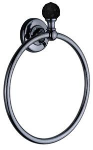Porta Salviette ad Anello Linea MADRAS ORIENTE 19,5x6xh21.50 cm Nero lucido e Swarovski