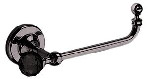 Portarotolo di carta igienica MADRAS ORIENTE 21,5x9xh6,5 cm Cromo Nero e Swarowski Nero finitura cromo lucido , Made In Italy