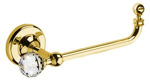 Portarotolo di carta igienica MADRAS ORIENTE 21,5x9xh6,5 cm finitura oro lucido e Swarovski trasparente cristallino