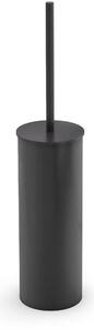 Portascopino da bagno Verniciato OSLO ROUND 8x8x h 39 cm stile minimale alluminio verniciato a polvere nero Opaco