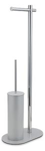 Piantana WC porta salviette e porta scopino 24x14xh66 cm anima in ottone design minimale Cromo