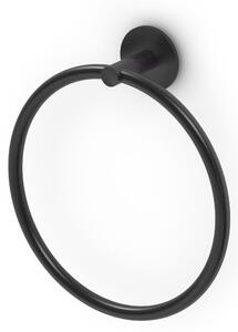 Portasalviette ad anello circolare Oslo Square dimensioni 19,8x5xh19,8 cm stile minimale alluminio verniciato a polvere nero opaco