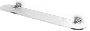 Mensola doccia bagno OSLO SQUARE 60x14xh 4,6 cm ripiano in vetro temperato stile minimale alluminio particolari in cromo lucido