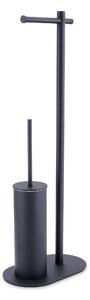 Piantana WC porta salviette e porta scopino 24x14xh66 cm anima in ottone design minimale nero opaco