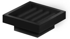 Portasapone Sospeso XONY base in Acciaio inox Lucido 11x11,4xh 4,6 cm e porta sapone in resina Nero opaco