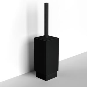 Porta Scopino da Appoggio XONY Acciaio inox 304 Lucido e resina opaca dimensioni 10,5x10,5xh 38,5 cm nero opaco