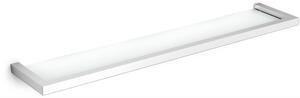 Mensola in vetro acidato XONY 60x12xh1,60 cm in acciaio inox lucido e vetro