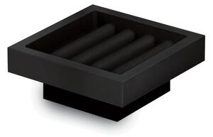 Portasapone da Appoggio XONY base in Acciaio inox Lucido e porta sapone in resina Nero opaco