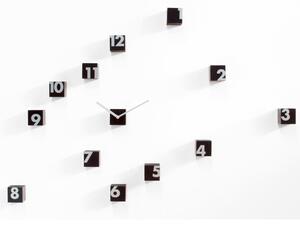 Orologio parete RND Time 2 composto da piccoli cubi posizionabile random sul muro WENGE' NUMERI ARGENTO