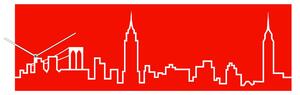 Orologio da parete Skyline in legno 79xh25 cm New York Rosso