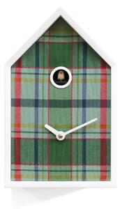 Orologio Cucu TARTAN 15x12xh24 cm cassa in legno Bianca e Tessuto Verde