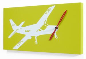 Orologio da parete in legno per camerette dei bambini Flyer Cessna movimento al quarzo a batteria